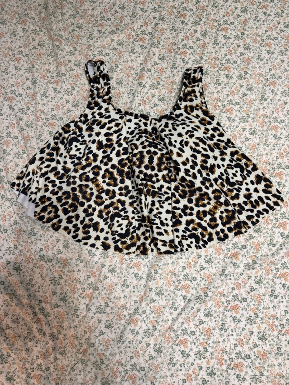 Maurices White Black and Brown Leopard One-Piece Swimdress